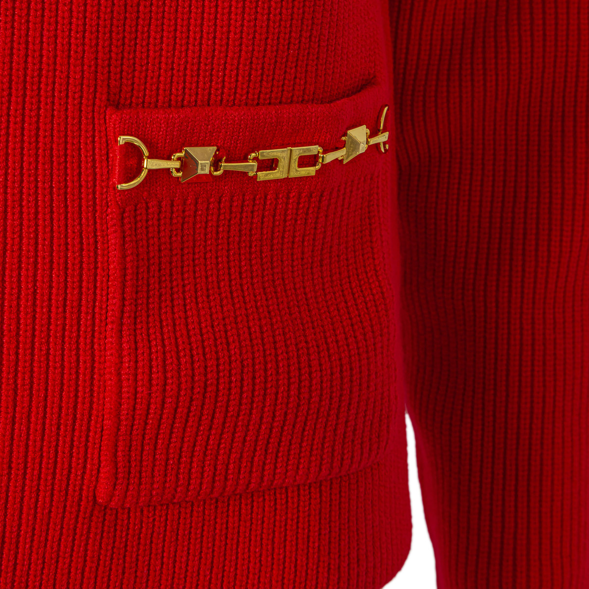 MAGLIA COLLO ALTO CON TASCHINI E MORSETTI