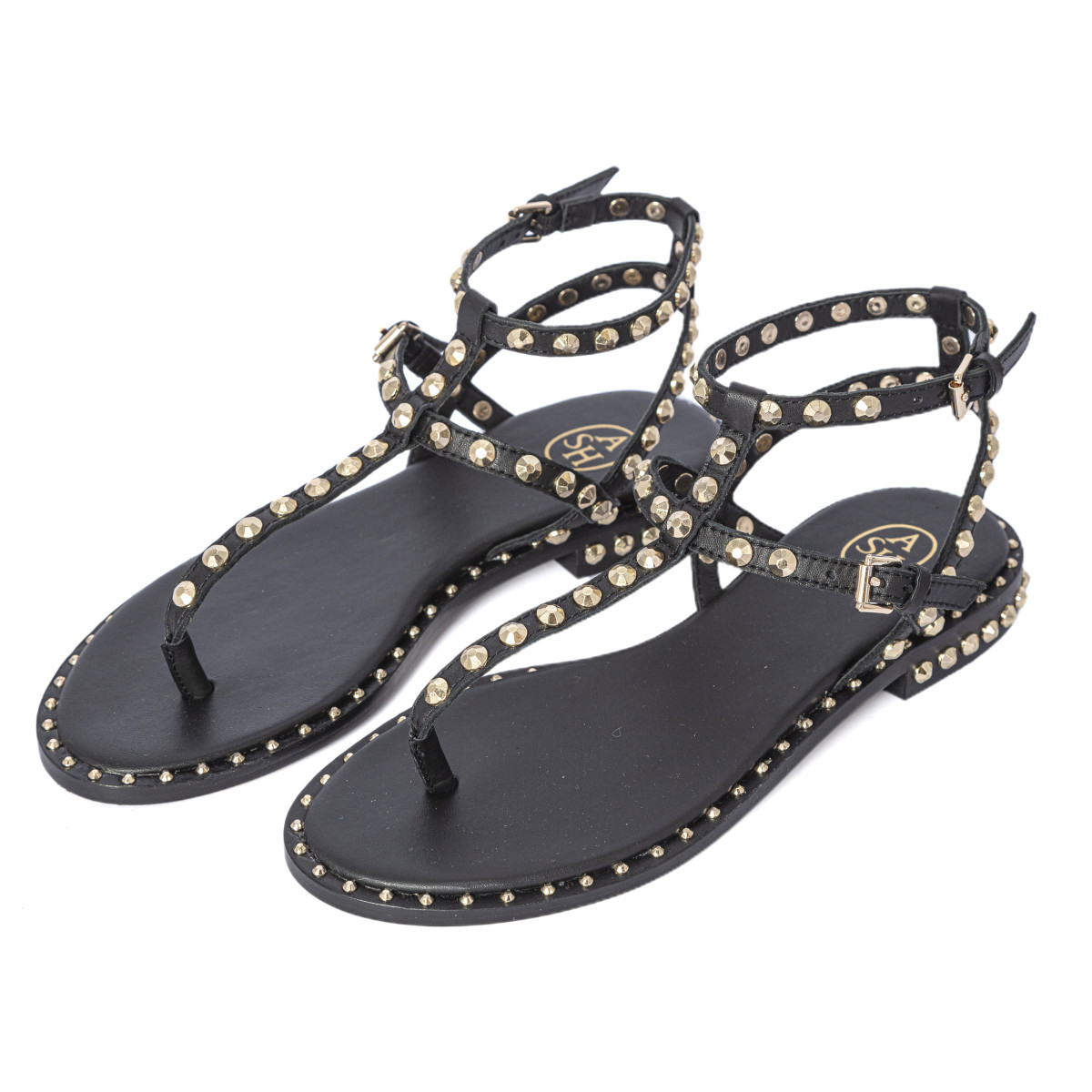 SANDALI IN PELLE INFRADITO CON BORCHIE