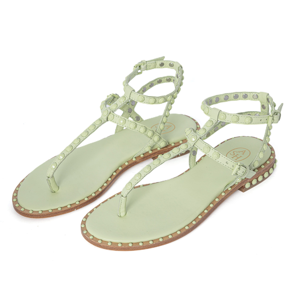 SANDALI IN PELLE INFRADITO CON BORCHIE