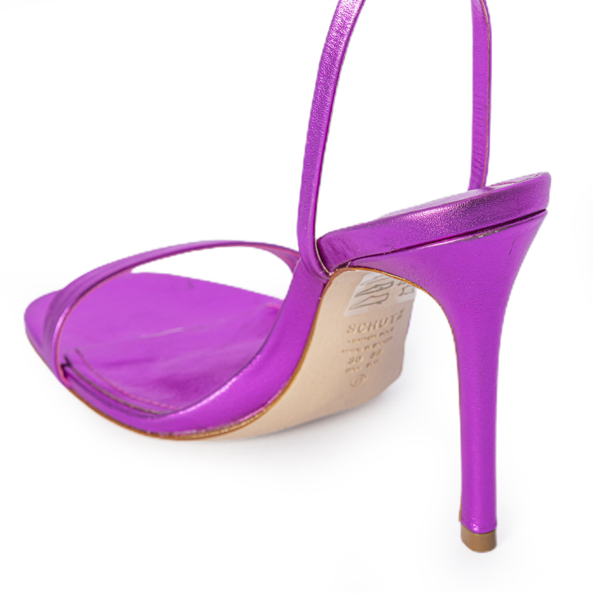 SANDALI IN PELLE LAMINATA
