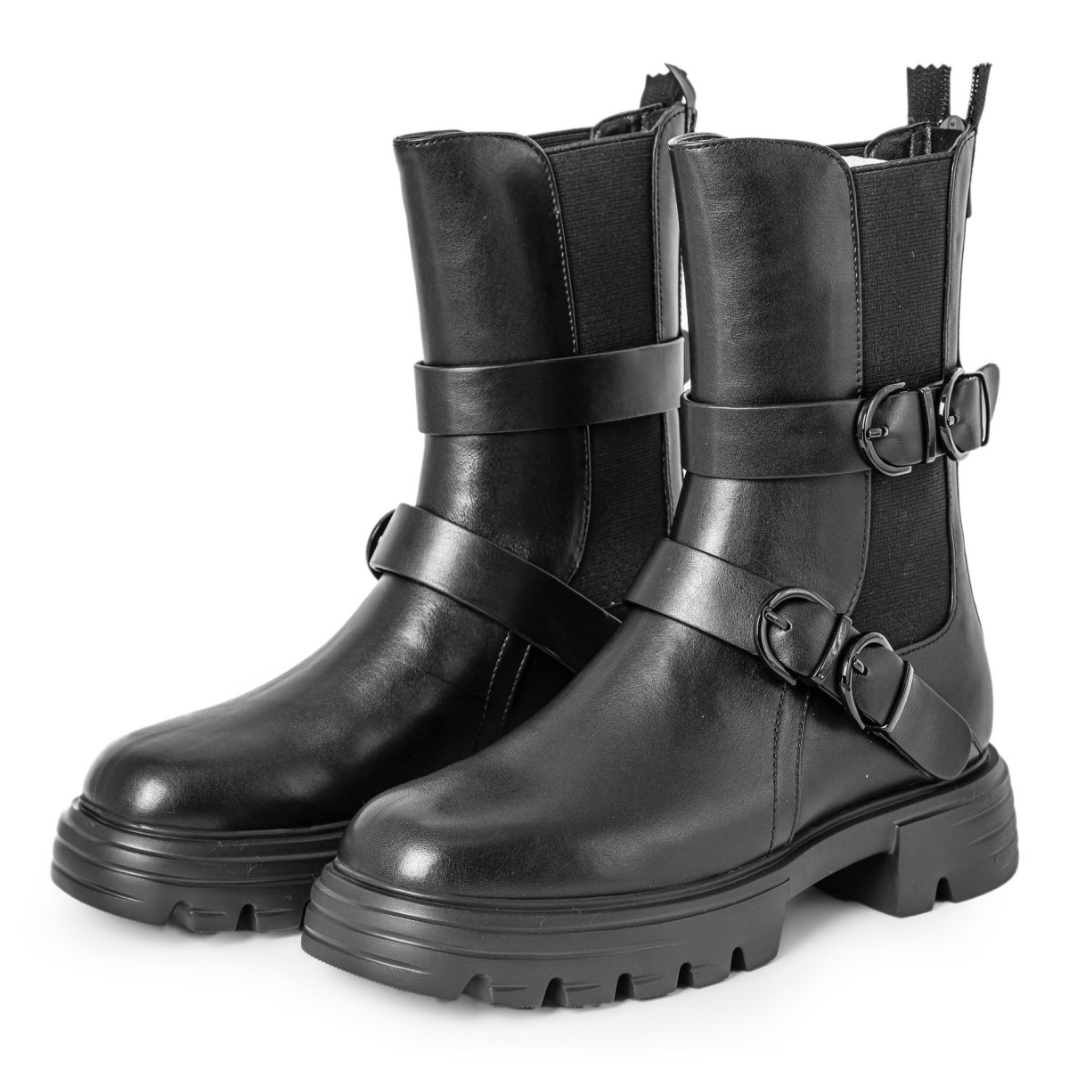 BIKER IN PELLE CON FIBBIE