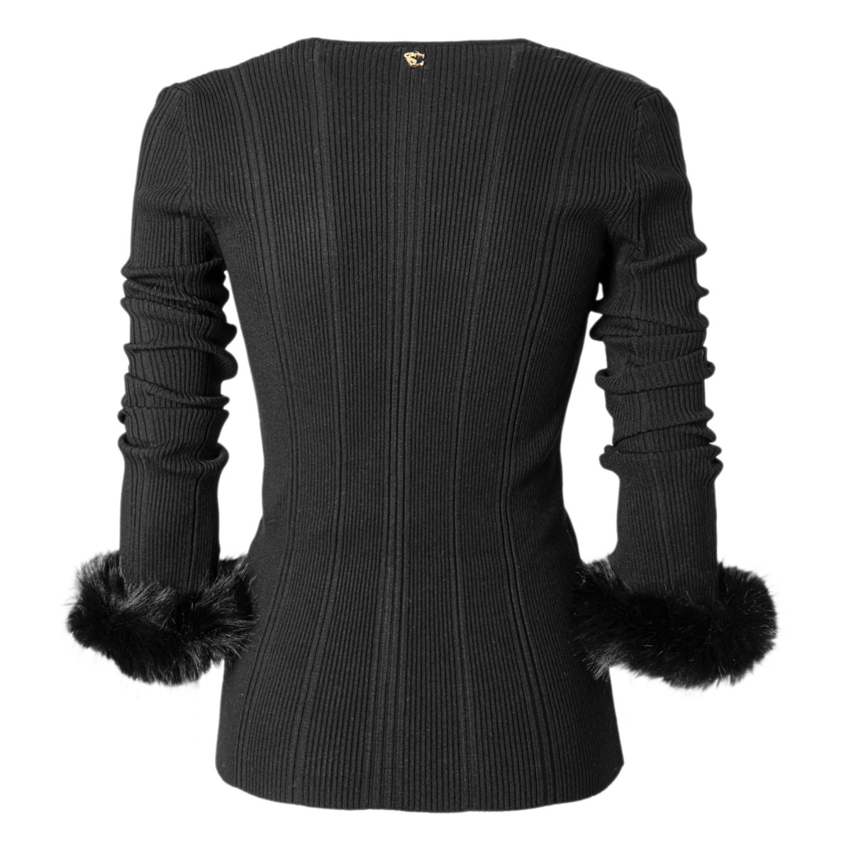 CARDIGAN CON POLSINI IN ECO-PELO