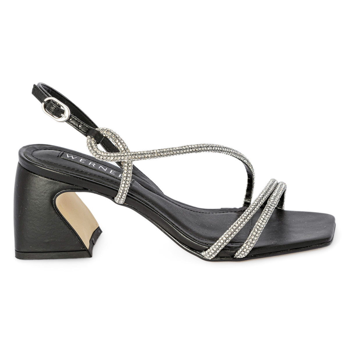 SANDALI CON TACCO GROSSO E STRASS
