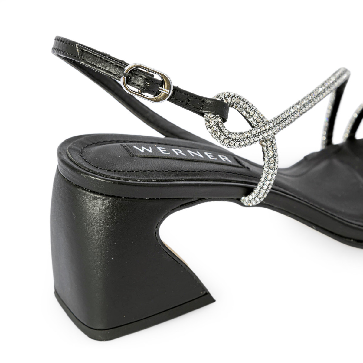 SANDALI CON TACCO GROSSO E STRASS