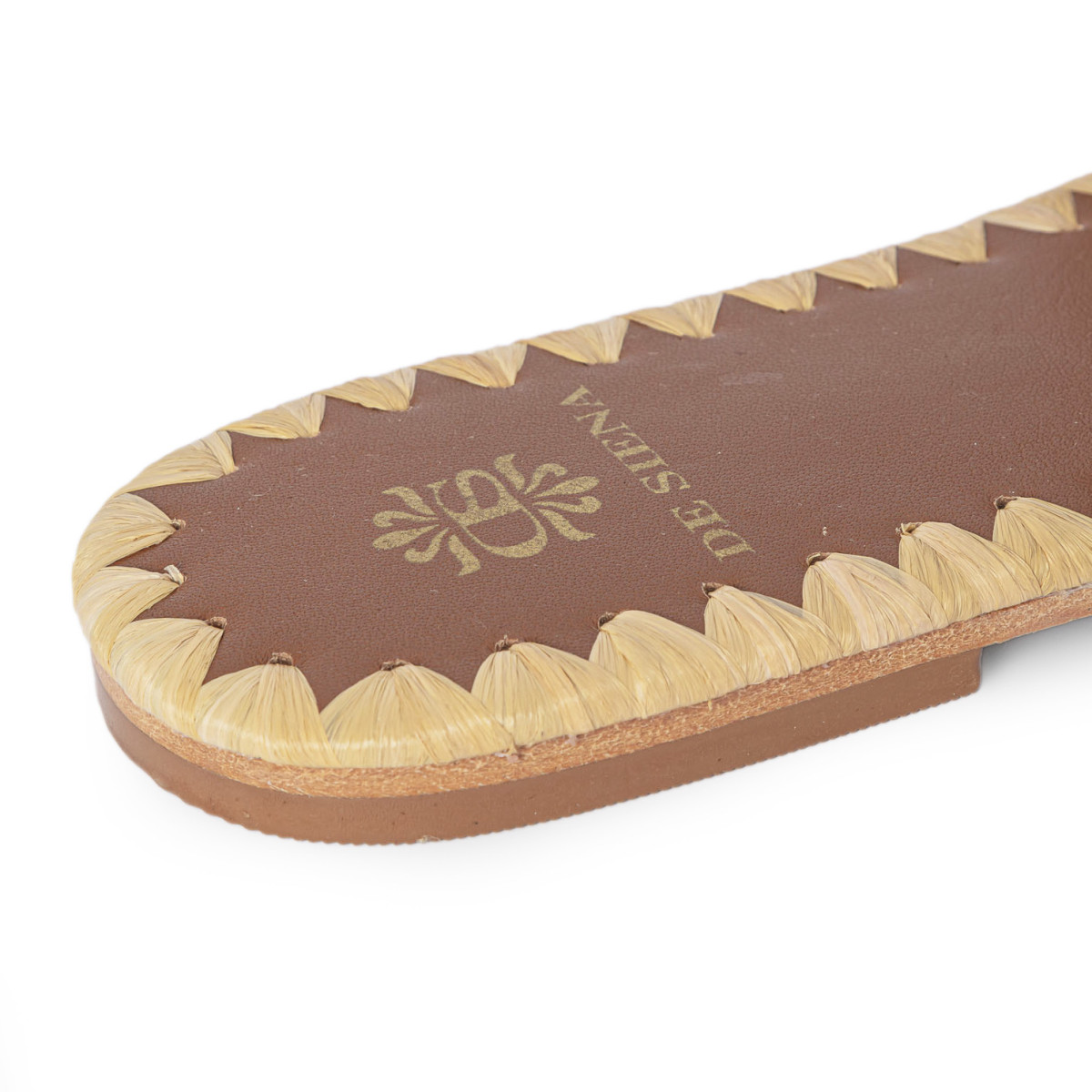 CIABATTINA FLATS CON RAFIA E CASTONI