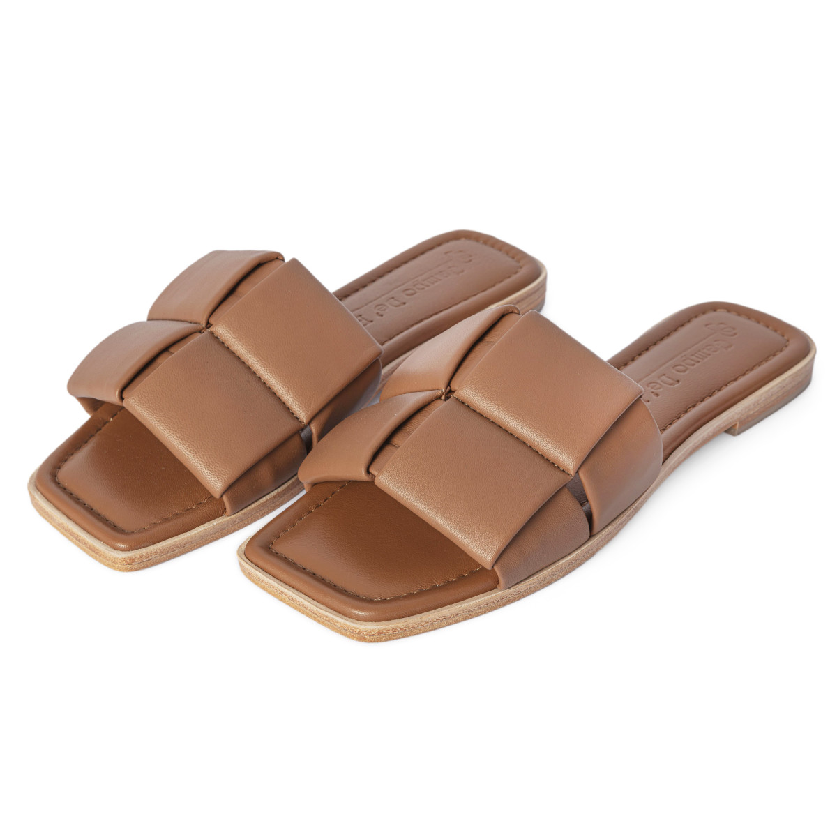 CIABATTINE FLAT CON FASCIONE IN PELLE INTRECCIATA