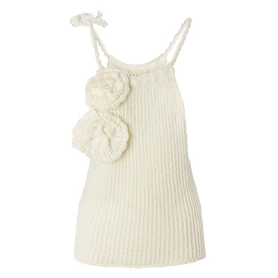 TOP IN MAGLIA CON FIORI 3D