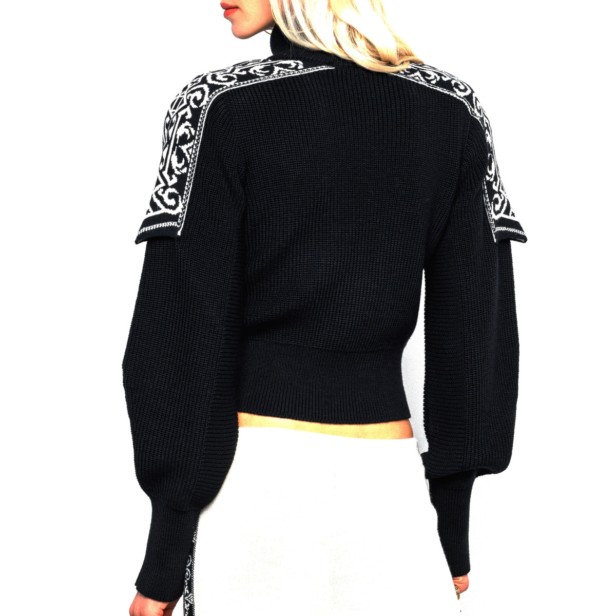 PULLOVER CROP AKEP CON SPALLINE IN JACQUARD