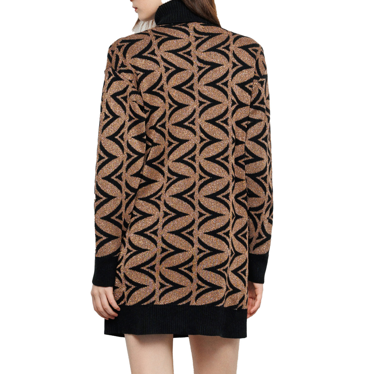 MAXI PULL AKEP A COLLO ALTO FANTASIA ALLOVER LOGO IN LUREX