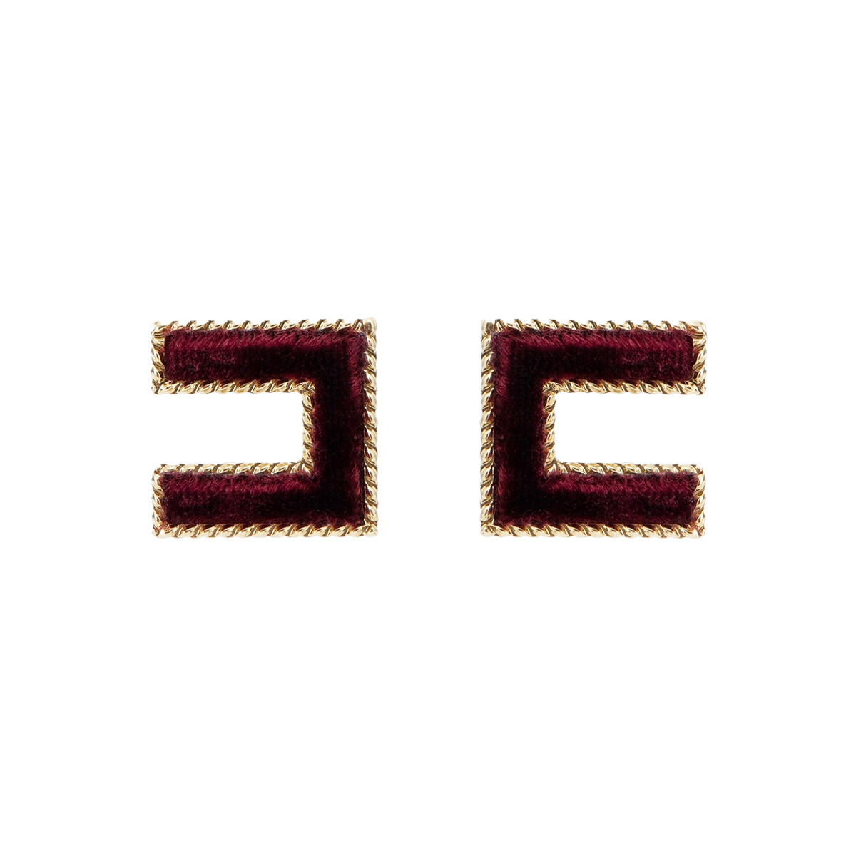 ORECCHINI LOGO IN METALLO E VELLUTO