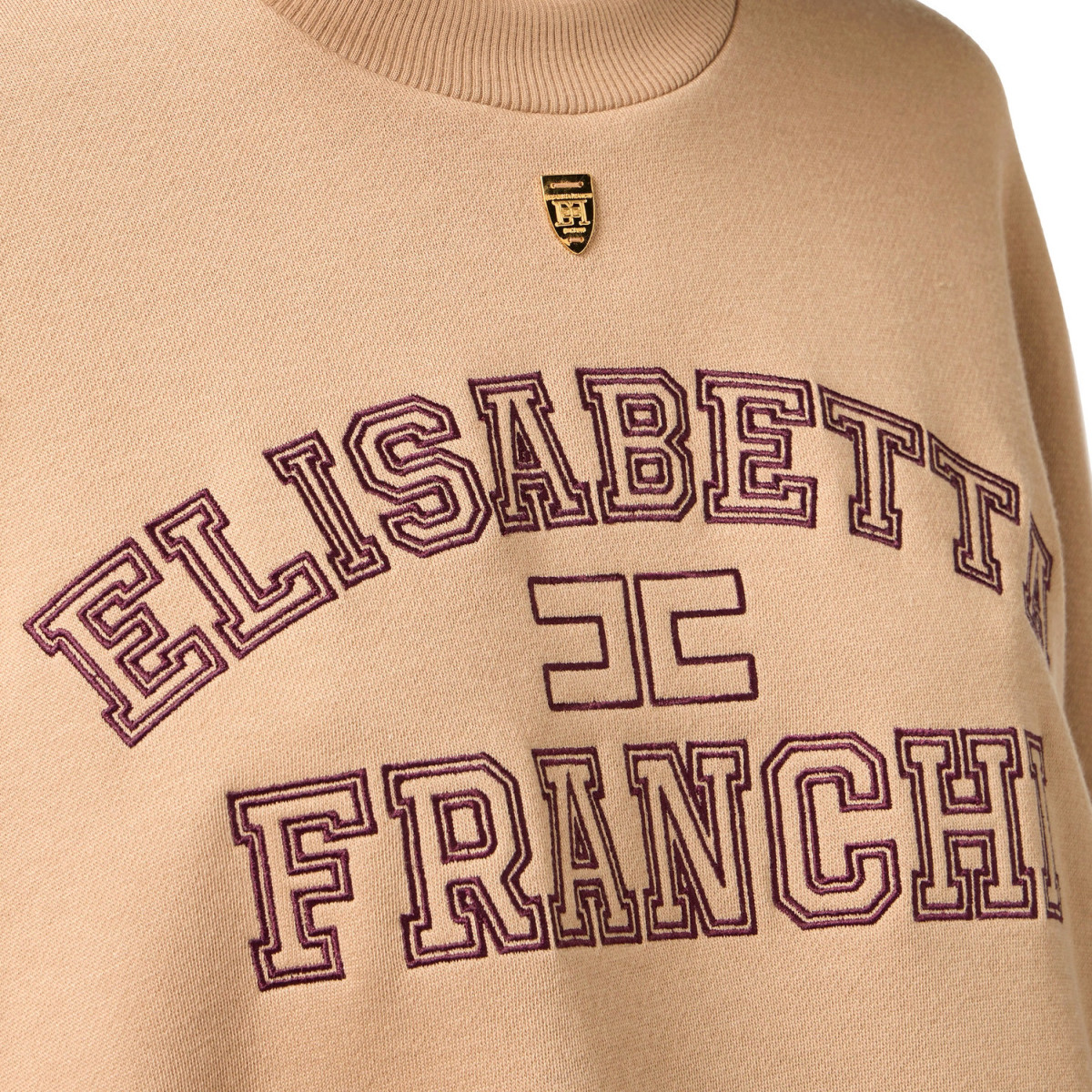 FELPA CROPPED IN COTONE CON LOGO COLLEGE RICAMATO