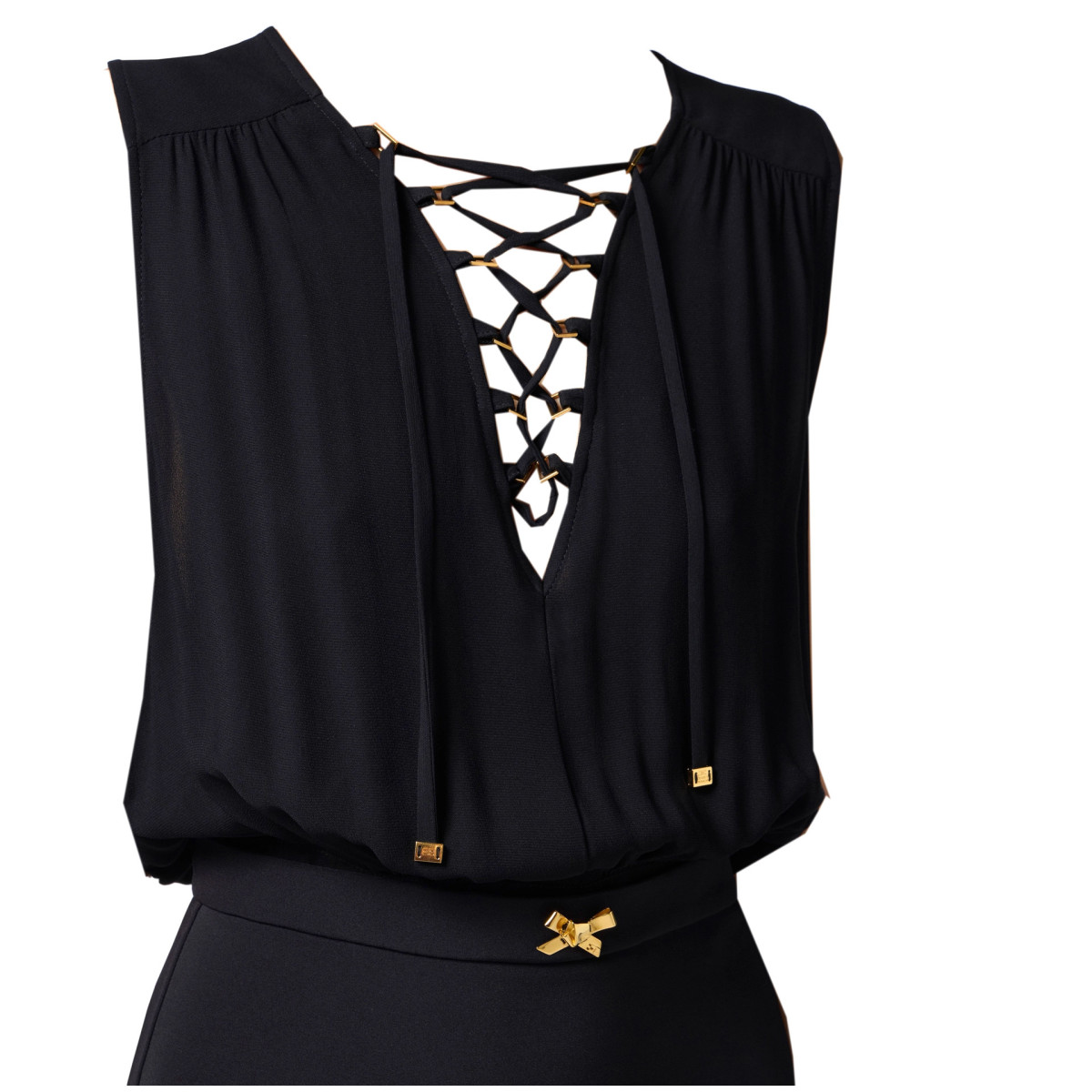 ABITO IN CREPE CON LACCI IN GEORGETTE
