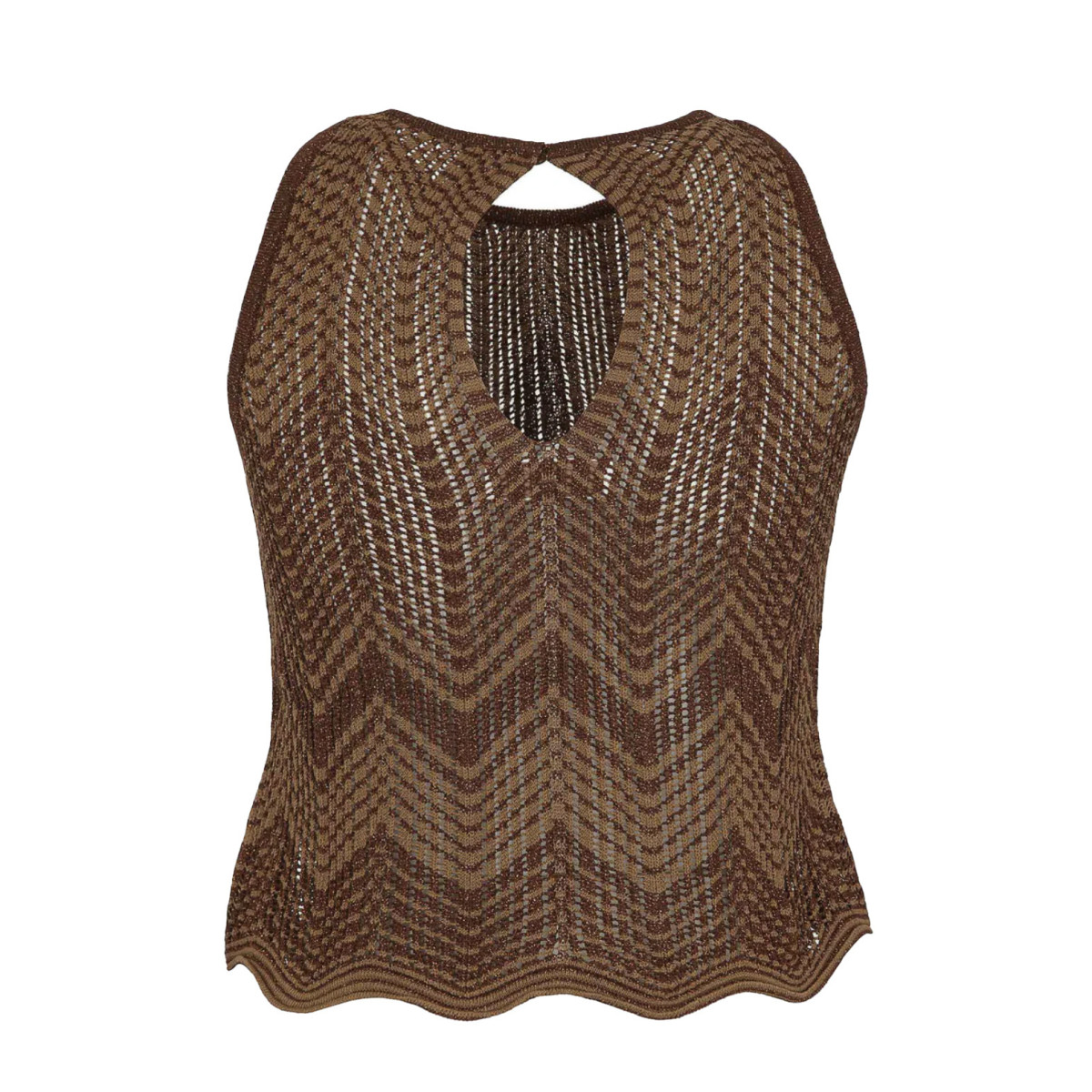 CROP TOP IN MAGLIA A PUNTO ZIG ZAG