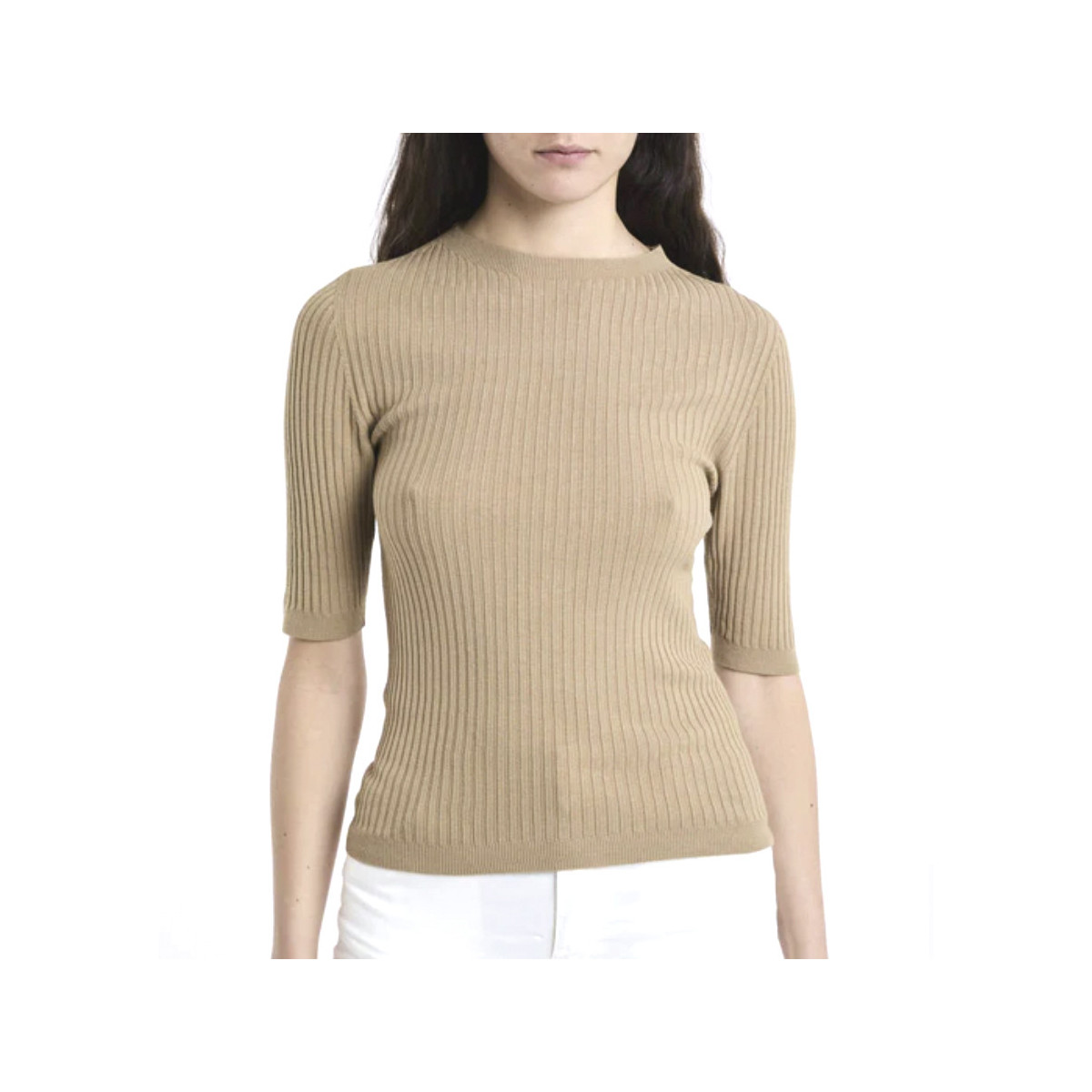 MAGLIA  A COSTINE CON SCOLLO A BARCHETTA