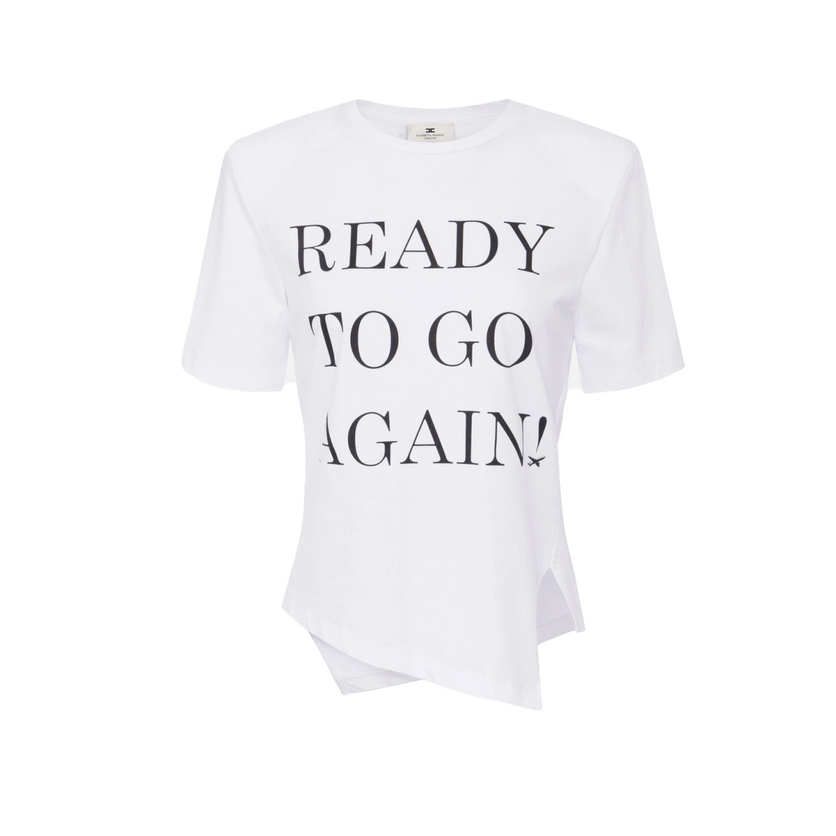 T-SHIRT IN JERSEY ASIMMETRICA CON LETTERING