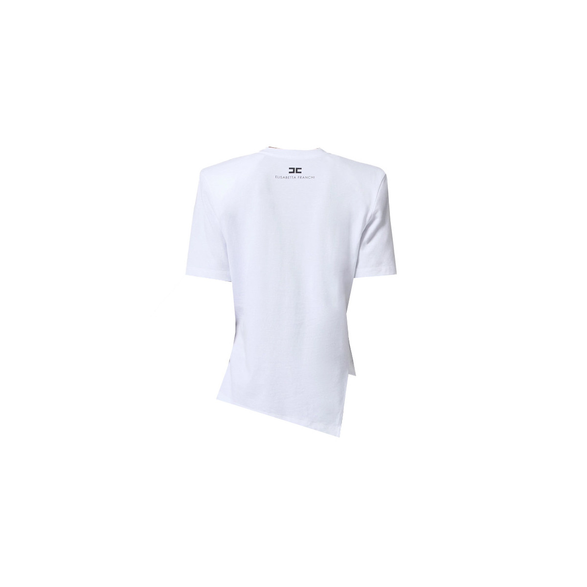 T-SHIRT IN JERSEY ASIMMETRICA CON LETTERING