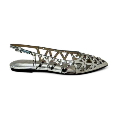 BALLERINA ASH IN PELLE METALLIZZATA E BORCHIE