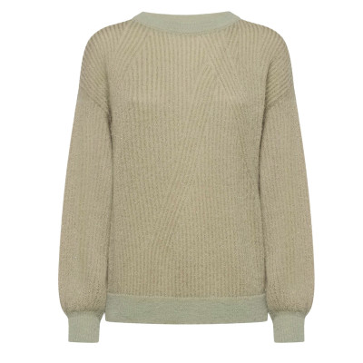 MAGLIA CON SCOLLO BARCA IN ALPACA E FILO METALLICO CON RICAMO