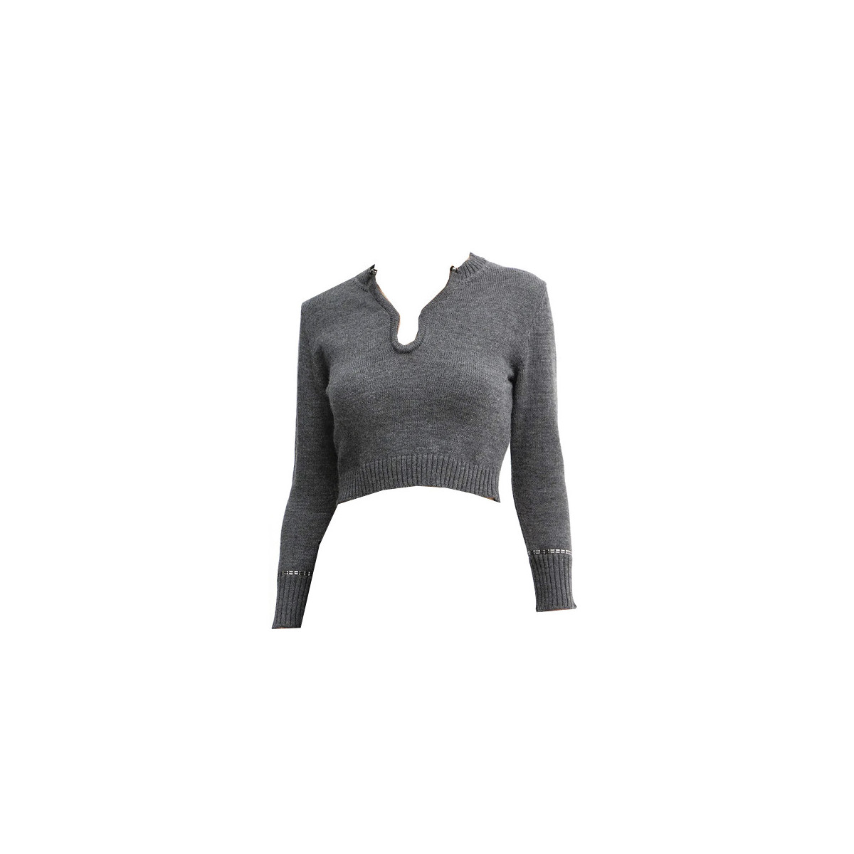 MAGLIA CROPPED CON SCOLLO DECORATIVO