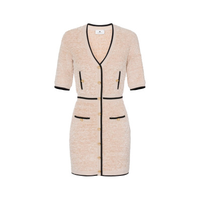MINI ABITO IN CINIGLIA BOUCLE' CON DETTAGLI A CONTRASTO
