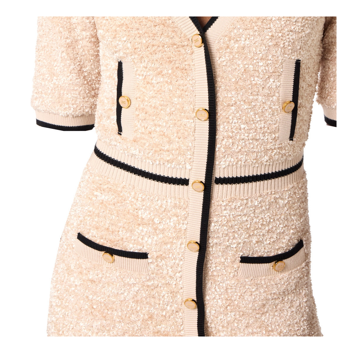 MINI ABITO IN CINIGLIA BOUCLE' CON DETTAGLI A CONTRASTO