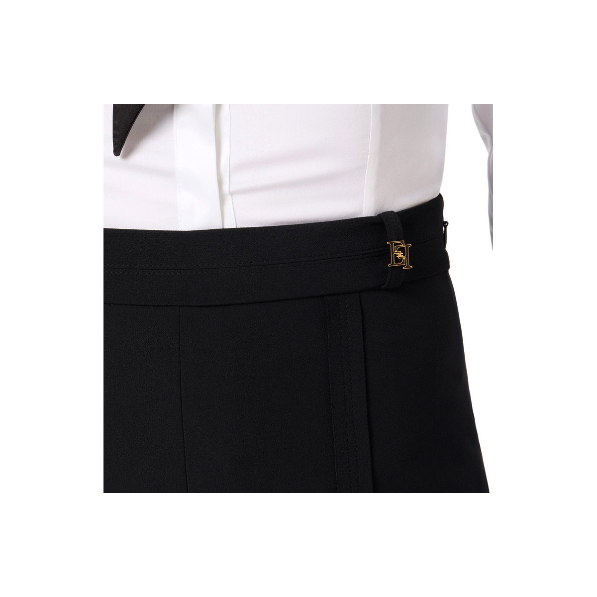 PANTALONI IN DOPPIO CREPE STRETCH CON LOGO IN VITA