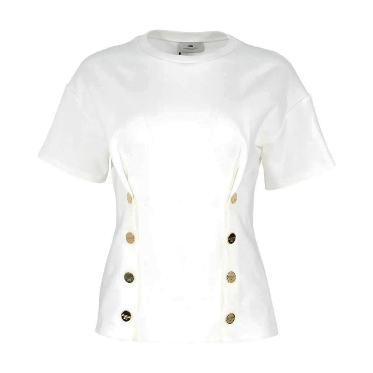 T-SHIRT CON BOTTONI DORATI