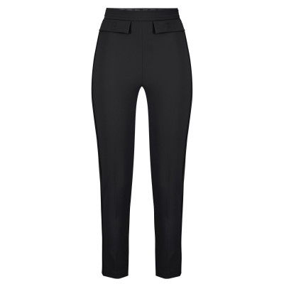 PANTALONI IN DOPPIO CREPE STRETCH CON LOGO RICAMATO