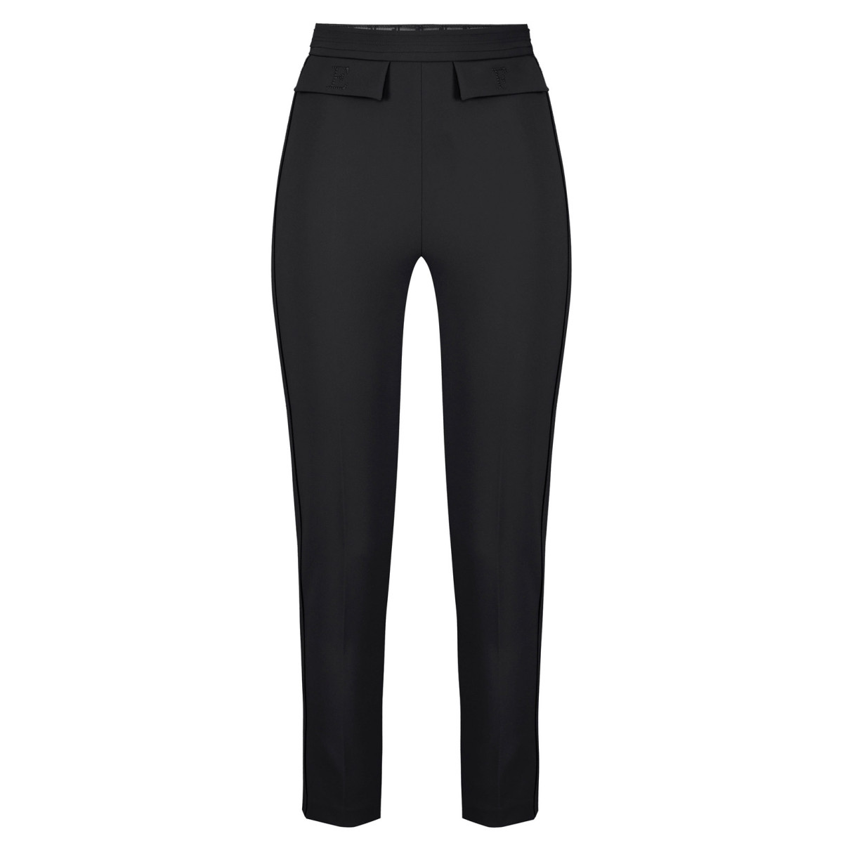 PANTALONI IN DOPPIO CREPE STRETCH CON LOGO RICAMATO
