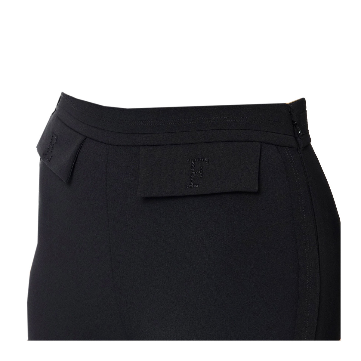 PANTALONI IN DOPPIO CREPE STRETCH CON LOGO RICAMATO