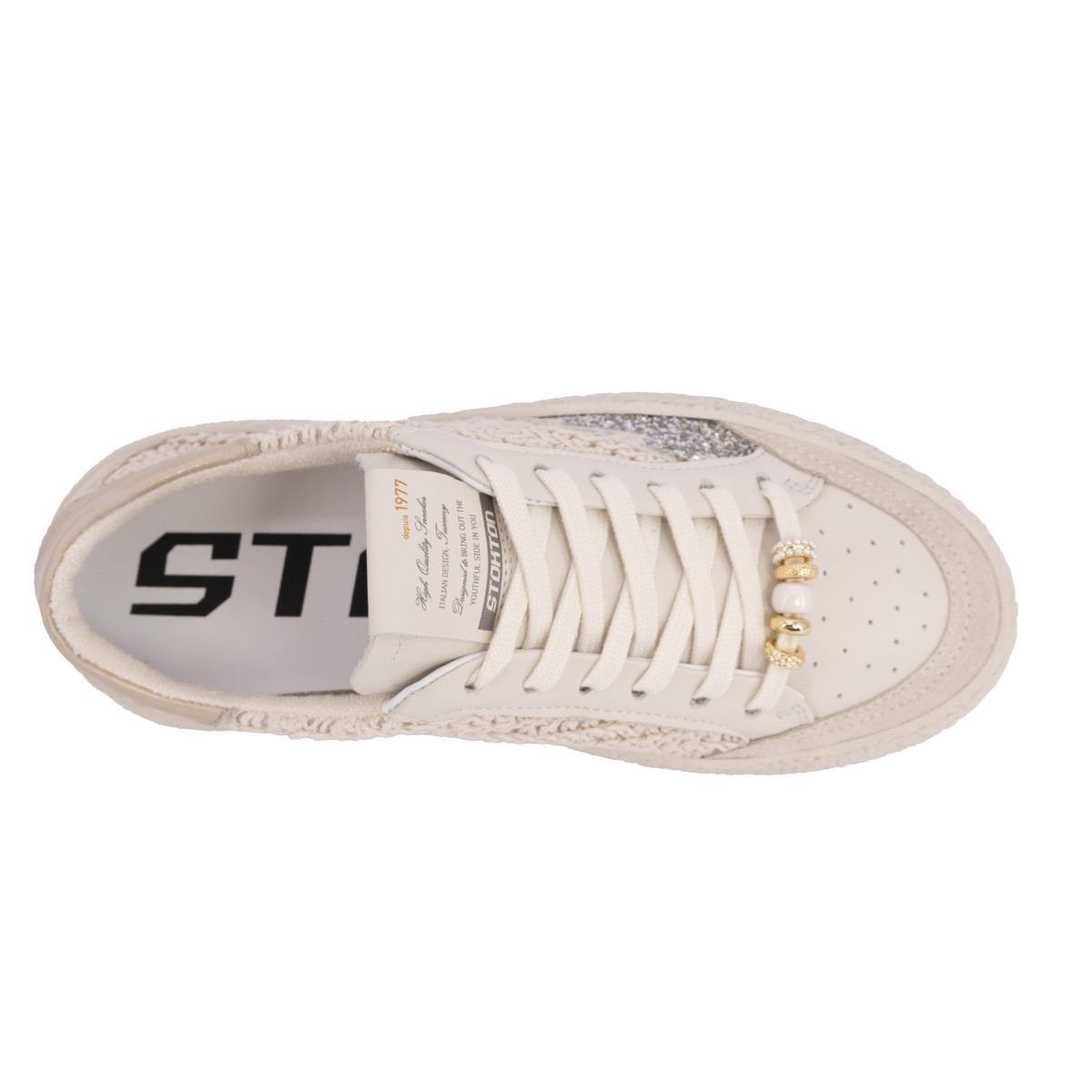 SNEAKERS IN PELLE E TESSUTO STOKTON