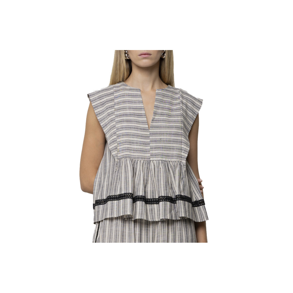 BLUSA SMANICATA A RIGHE