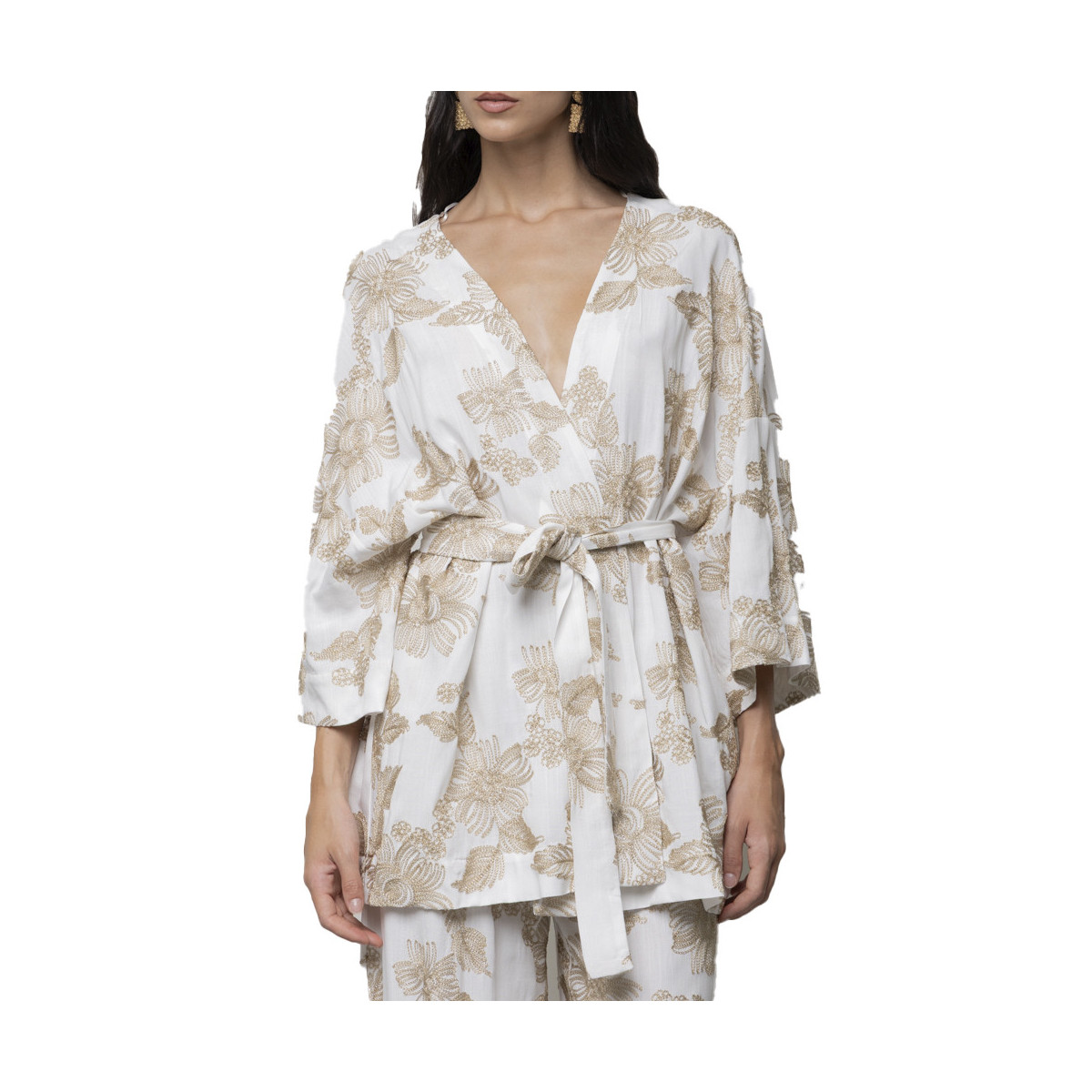 KIMONO IN FANTASIA FLOREALE CON PAILETTES